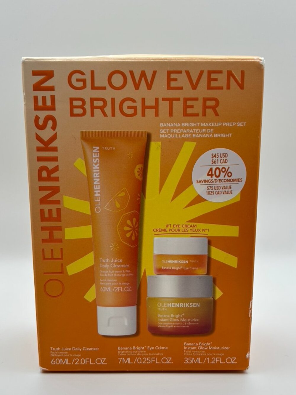 ✨ NEW OLEHENRIKSEN Glow Even Brighter Banana Bright Makeup Prep Set — NEW IN BOX